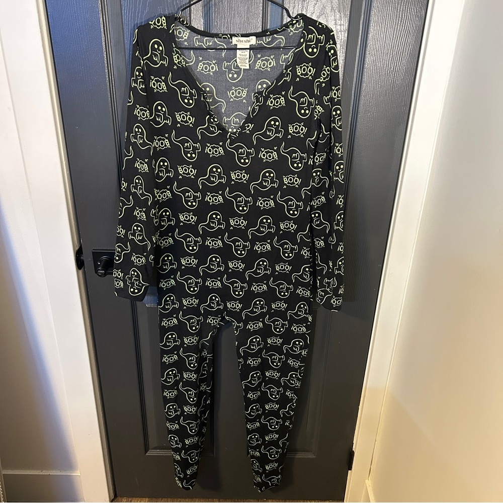 Shosho Black Boo Ghost Pajama Onesie